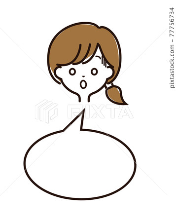 富有表現力的女性面孔和語音泡沫 77756734