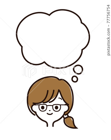 富有表現力的女性面孔和語音泡沫 77756754