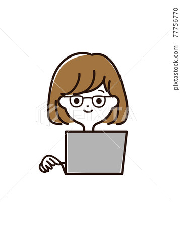 筆記本電腦和女性的臉 77756770