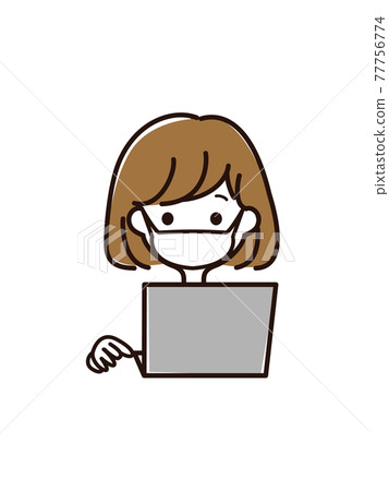 Laptop and female face 77756774