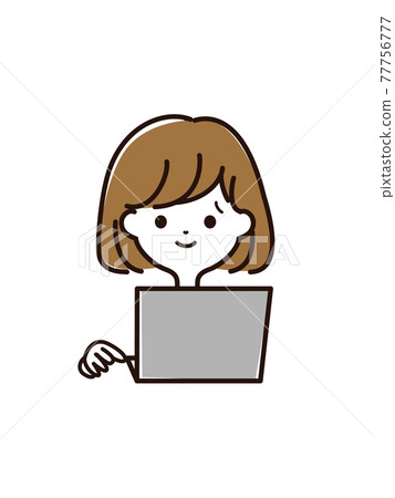 筆記本電腦和女性的臉 77756777