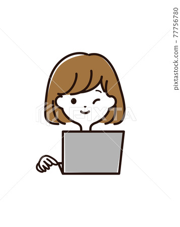 筆記本電腦和女性的臉 77756780