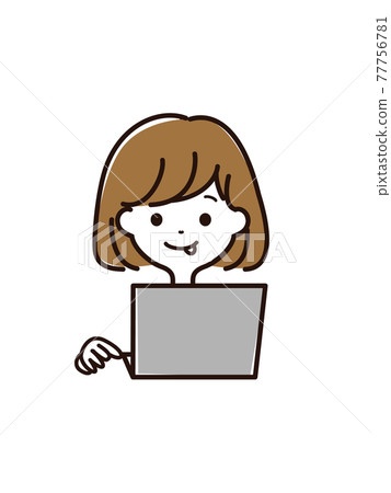 筆記本電腦和女性的臉 77756781