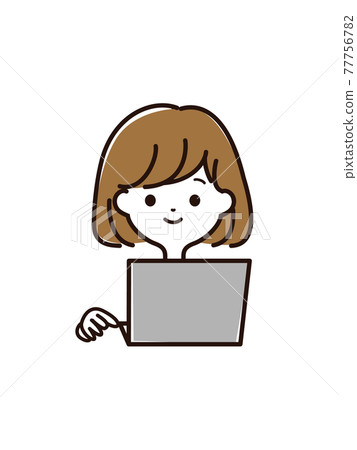筆記本電腦和女性的臉 77756782