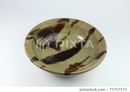 Mashiko ware glaze large bowl flat bowl large plate decorative plate antiques 77757573