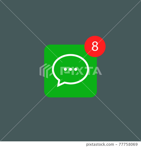 Message notification alert icon. Bell mobile bubble new message symbol Message notification alert icon. Bell mobile bubble new message symbol 77758069