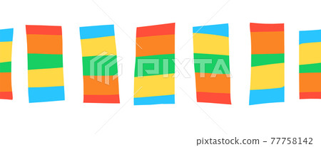 Seamless border doodle block stripes. Vector pattern horizontal abstract illustration. Ribbon trim 77758142