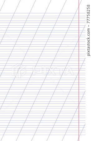 Graph paper. Printable lined grid paper with color horisontal, diagonal lines. Geometric pattern for school, oblique notebook. Realistic lined paper blank size Legal. Exercise page for calligraphy 77758258