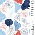 colorful pattern with decorative siamese fighting fish and jellyfish 77758460