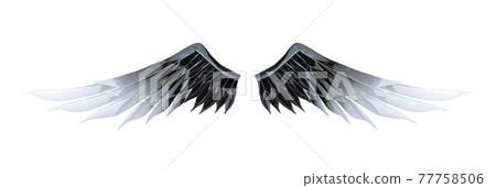 Metal silver angel wing isolated on white background with clipping path Metal silver angel wing isolated on white background with clipping path 77758506
