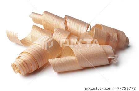 Wood shavings isolated on white background Wood shavings isolated on white background 77758778