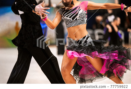 couple dancers latin dancing in dancesport competition couple dancers latin dancing in dancesport competition 77759922