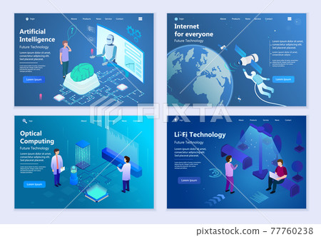 Set of Computer Future Technologies, 3d isometric vector illustration 77760238
