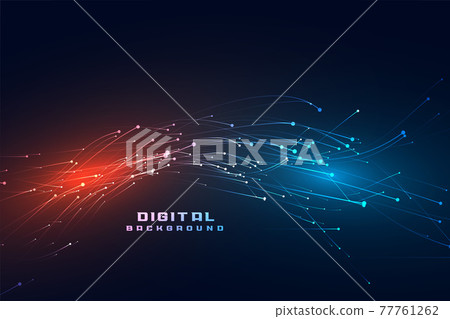 digital flowing particles technology background - Stock Illustration ...