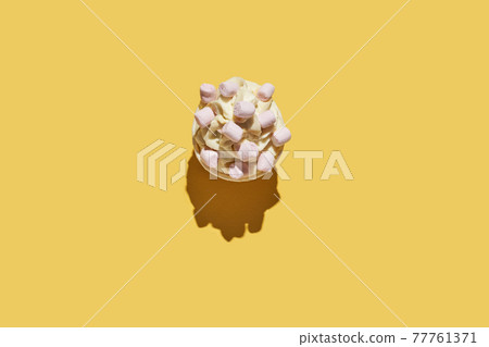 Milky cream cupcake. Birthday sweet bakery. Cookies. Yummy dessert Milky cream cupcake. Birthday sweet bakery. Cookies. Yummy dessert 77761371