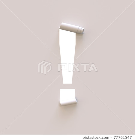 Paper Cut Out and Roll up Typeface Exclamation Mark 77761547