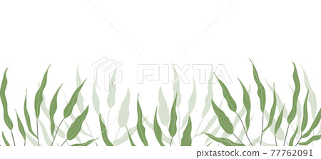 Floral web banner with drawn color exotic leaves. Nature concept design. Modern floral compositions with summer branches. Vector illustration on the theme of ecology, natura, environment 77762091
