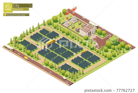 Vector isometric photovoltaic solar energy plant 77762727