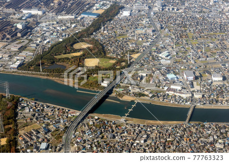 Aerial view of the vicinity of Hanami Square in Himeji City, Hyogo Prefecture 77763323
