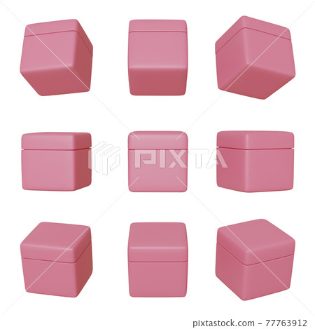 Set realistic 3d pink box. Vector illustration. Set realistic 3d pink box. Vector illustration. 77763912