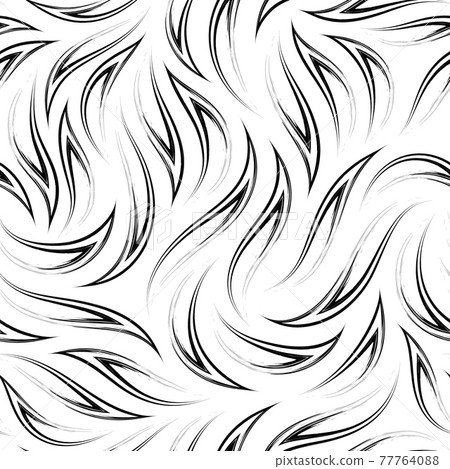 Vector black and white seamless pattern of flowing corners.Abstract texture of stylized flames isolated on white background. Vector black and white seamless pattern of flowing corners.Abstract texture of stylized flames isolated on white background. 77764088