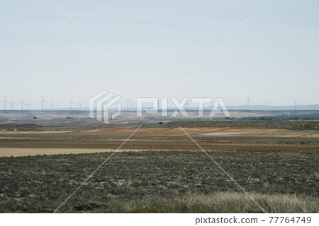 wind turbines in Los Monegros, in Aragon, Spain 77764749