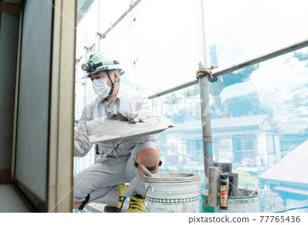 Plasterer image, exterior wall work 77765436