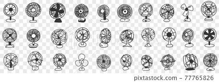 Different blowing fans doodle set Different blowing fans doodle set 77765826