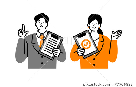 Men and women with clipboard 77766882