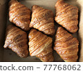 Plain french croissants. Top view. 77768062