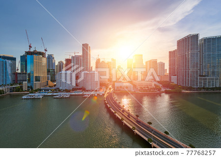 Miami, Florida, USA skyline over Biscayne Bay 77768257