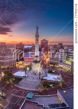 Indianapolis, Indiana, USA skyline over Monument Circle 77768316
