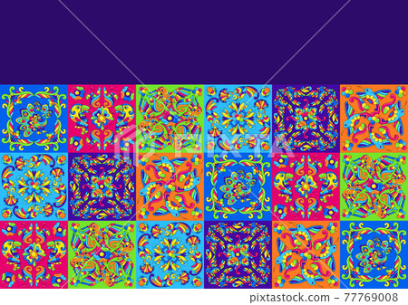 Mexican talavera ceramic tile pattern with tropical birds. Traditional decorative objects. Mexican talavera ceramic tile pattern with tropical birds. Traditional decorative objects. 77769008