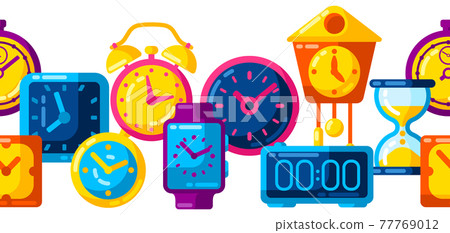 Seamless pattern with different clocks.... - Stock Illustration ...