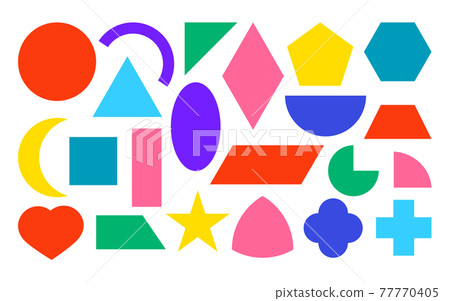 Flat colored geometric basic shape icon set vector - Stock Illustration ...