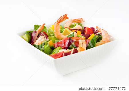 Shrimps salad with mango and avocado 77771472