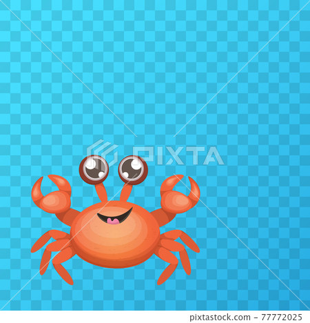 Cartoon red crab character with claws isolated on transparent grid backgound. Water animal sign. Seafood icon or logo Cartoon red crab character with claws isolated on transparent grid backgound. Water animal sign. Seafood icon or logo 77772025