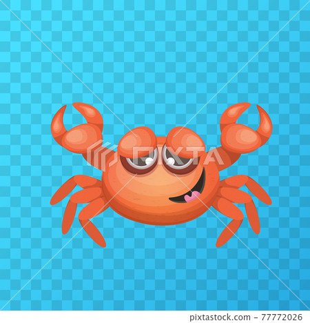 Cartoon red crab character with claws isolated on transparent grid backgound. Water animal sign. Seafood icon or logo Cartoon red crab character with claws isolated on transparent grid backgound. Water animal sign. Seafood icon or logo 77772026