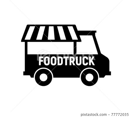 Food truck logo icon. Vector foodtruck kitchen street van design icon 77772035