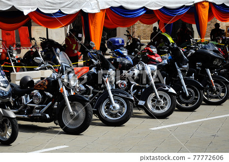 KUALA LUMPUR, MALAYSIA -FEBRUARY 25, 2017: Group of high-performance big bike and superbike parking at the open area. KUALA LUMPUR, MALAYSIA -FEBRUARY 25, 2017: Group of high-performance big bike and superbike parking at the open area. 77772606
