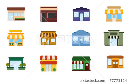 Set of shop buildings icons - Stock Illustration [77773124] - PIXTA