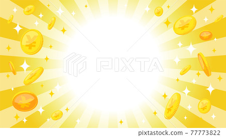 Yen coin and sunrise background 77773822