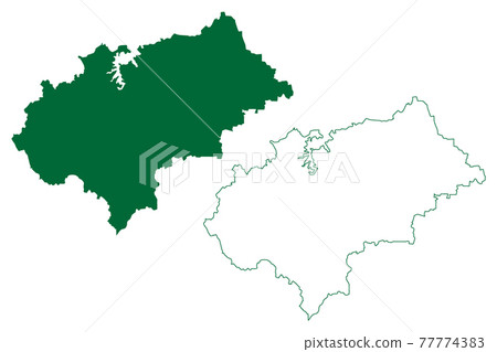 Chikmagalur district (Karnataka State, Republic of India, Mysore Division) map vector illustration, scribble sketch Chikkamagaluru map 77774383