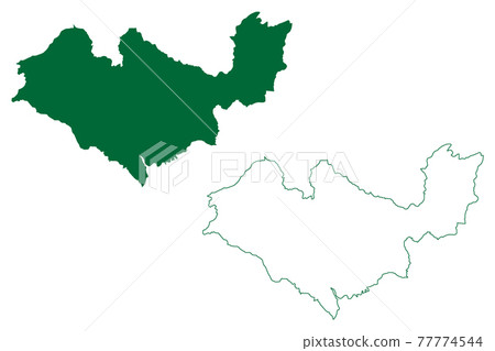 Kangra district (Himachal Pradesh State, Republic of India) map vector illustration, scribble sketch Kangra map 77774544