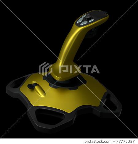 Realistic joystick for flight simulator isolated on black background Realistic joystick for flight simulator isolated on black background 77775387
