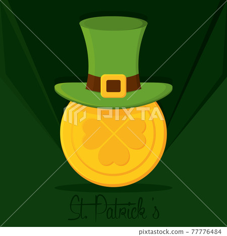 Saint patricks day Elf hat with golden coins Saint patricks day Elf hat with golden coins 77776484