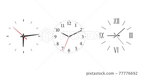 Modern wall clock set with roman and Arabic numerals in minimalism style. Modern wall clock set with roman and Arabic numerals in minimalism style. 77776692