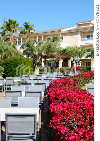 The outdoor restaurant at luxury hotel, Mallorca, Spain The outdoor restaurant at luxury hotel, Mallorca, Spain 77776921