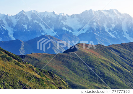 the Caucasus mountain range in Georgia. Mountain landscape. the Caucasus mountain range in Georgia. Mountain landscape. 77777593