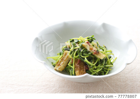 Stir-fried bean seedlings and chikuwa with plum meat 2 Stir-fried bean seedlings and chikuwa with plum meat 2 77778807